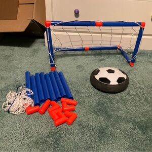 Mini Soccer Goal Set with Blue and Red Frame and hover soccer ball